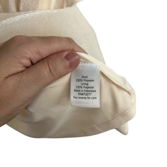 Romantic‎ Chic Shimmer Blouse Lauren Conrad Cream Mock Neck XL - Picture 6 of 7